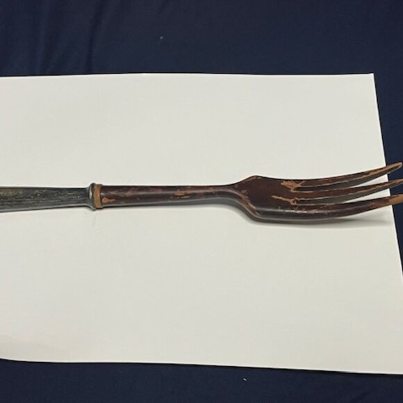 Vintage Sterling Silver Wood Salad Fork Made in France 11" - Picture 7 of 16